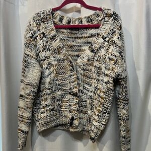 Very J Multicolor Knit Cardigan wood toggle
